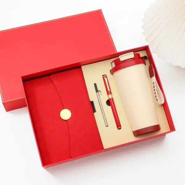 Red Luxury Notebook Pen Coffee Tumbler