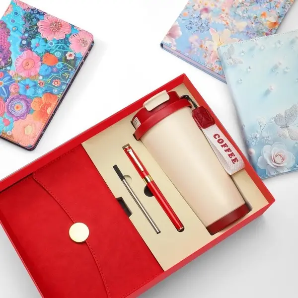 Red Luxury Notebook Pen Coffee Tumbler - Image 2