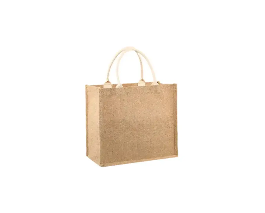 Natural Jute Tote Bag With Durable Handles For Eco-Friendly Shopping &amp; Daily Use