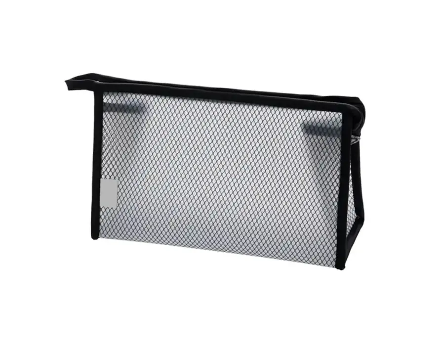 Black Mesh EVA Storage Pouch With Handle For Organized Storage Of Cosmetics And Small Items