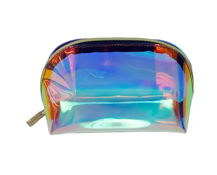 Holographic Iridescent Shell-Shaped Cosmetic Bag For Stylish Makeup And Beauty Essentials Storage